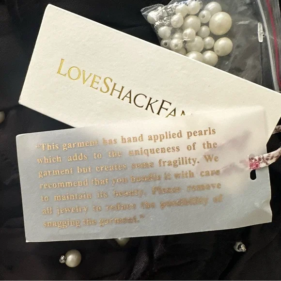 NWT LOVESHACKFANCY Andra mini pearl embellished babydoll dress